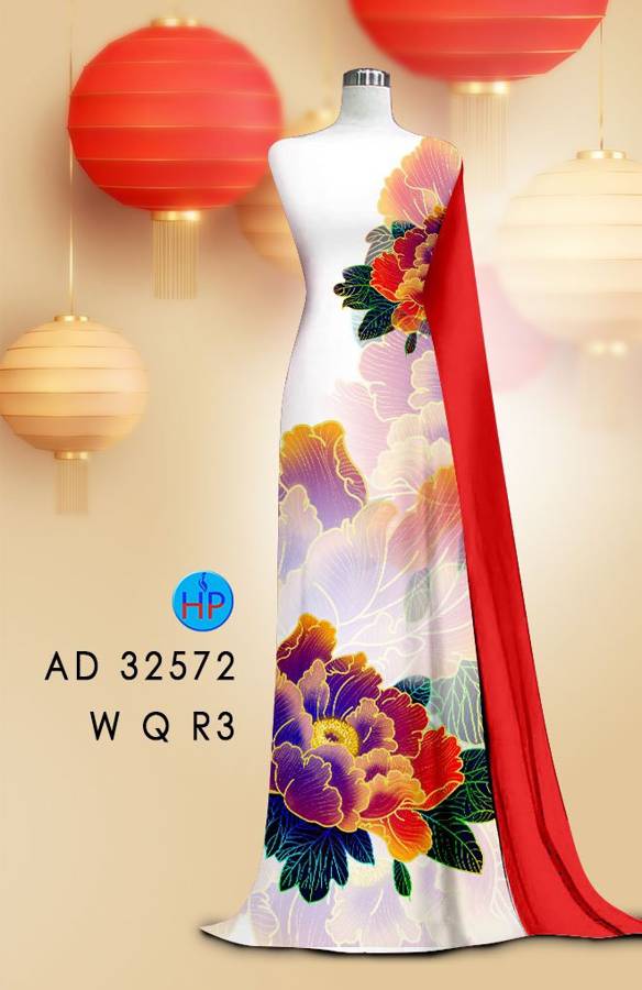 Vải Áo Dài Hoa In 3D AD 32572 10